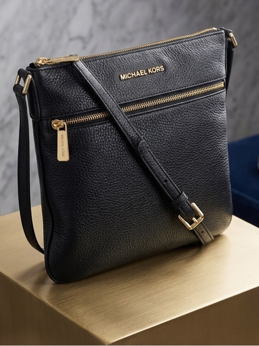 Michael Kors Black Pebbled Leather Crossbody Bag